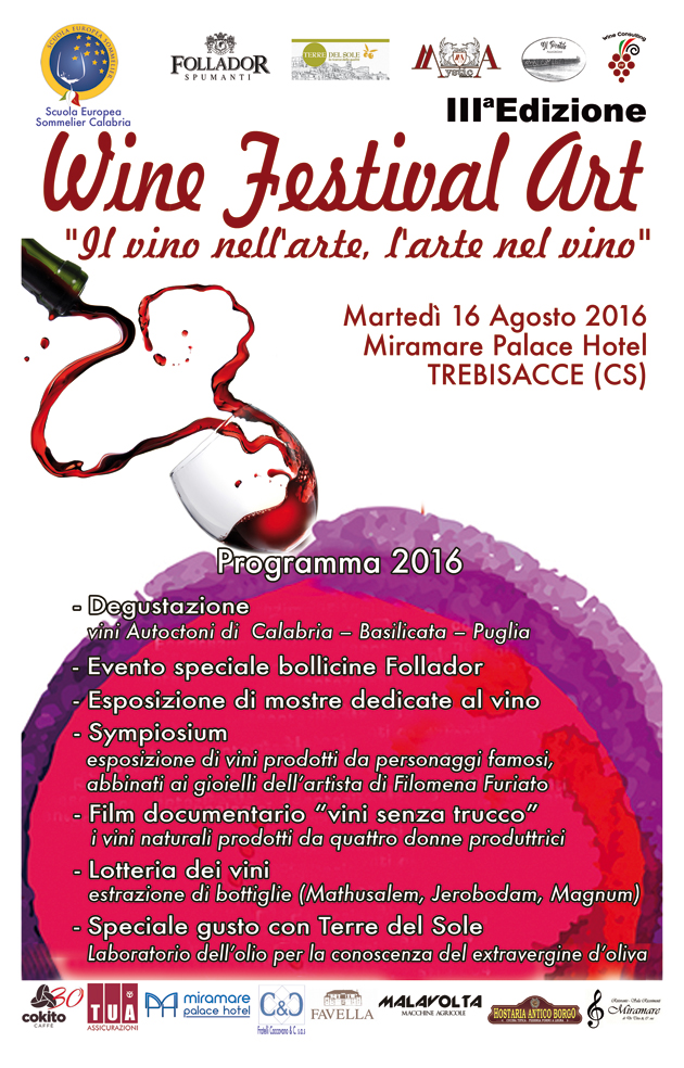 A Trebisacce il Wine Festival Art. Appuntamento il 16 agosto