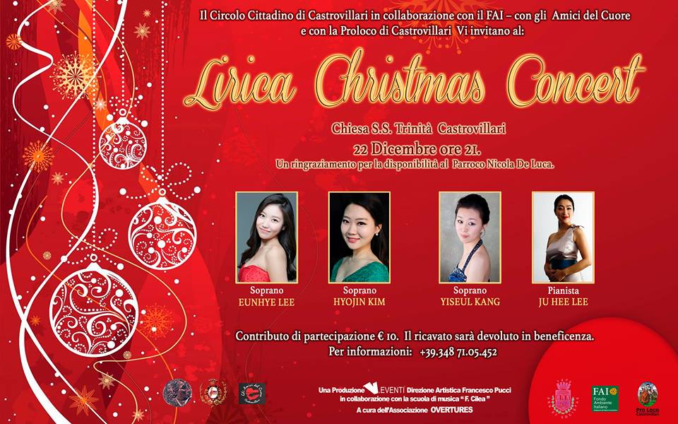 Lirica Christmas Concert, il 22 dicembre melodie natalizie alla Chiesa SS Trinità