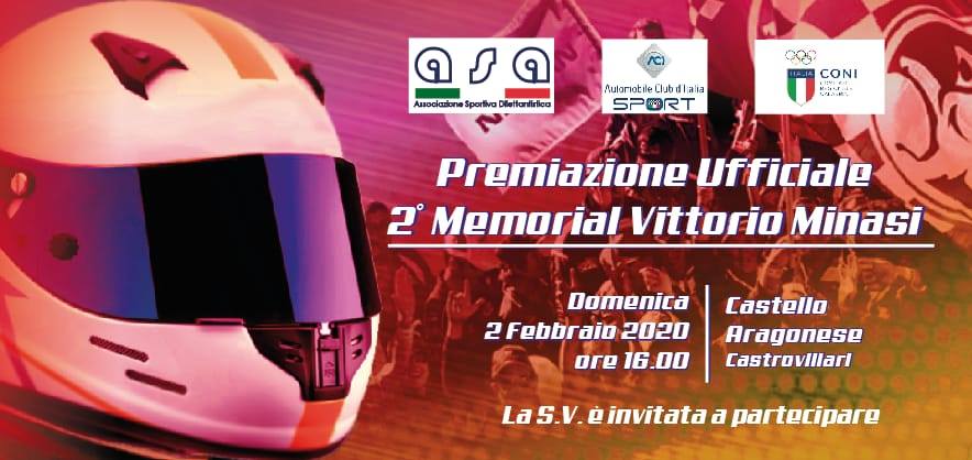 Memorial Vittorio Minasi. La premiazione della seconda edizione il 2 febbraio